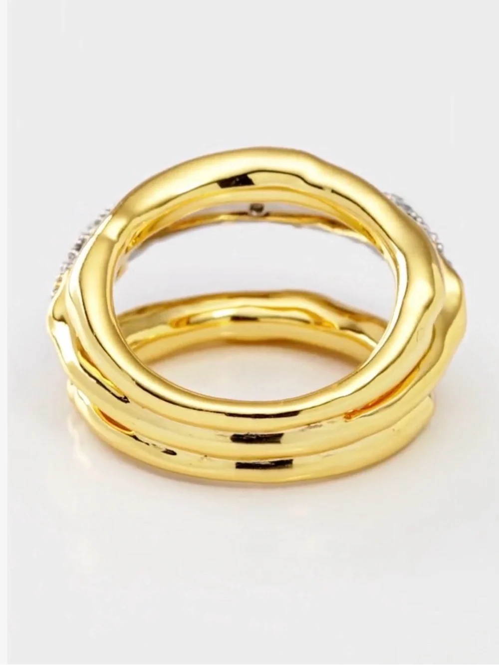 Alexis Bittar Crystal Orbiting Stacked Ring Size Solanales Gold Crystal AU20